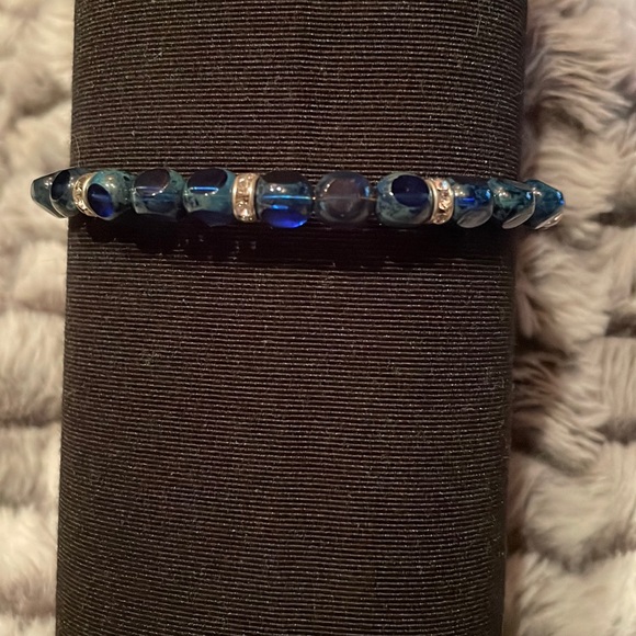Barely worn Alex and Ani +Energy series adjustable bracelet. Blue and silver - Picture 1 of 7
